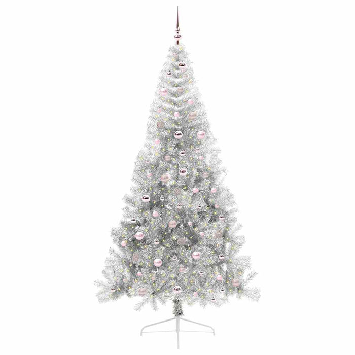 Pom de Crăciun artificial pre-iluminat Argintiu 240 cm PET - WALTI WALTI