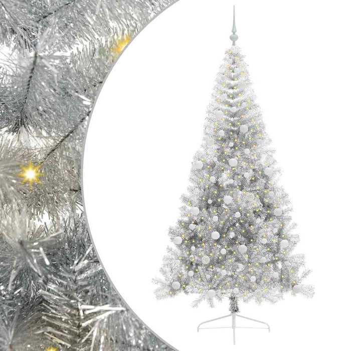 Pom de Crăciun artificial pre-iluminat Argintiu 240 cm PET - WALTI WALTI