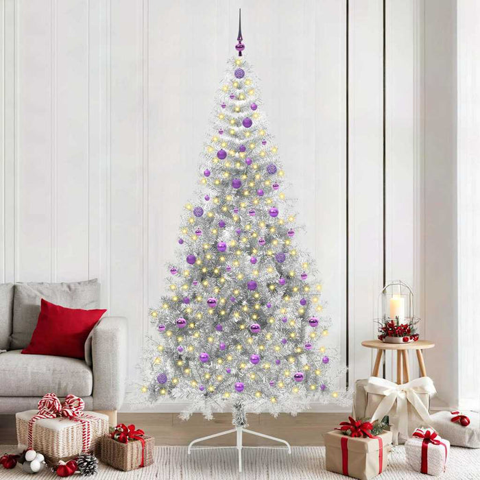 Pom de Crăciun artificial pre-iluminat Argintiu 240 cm PET - WALTI WALTI