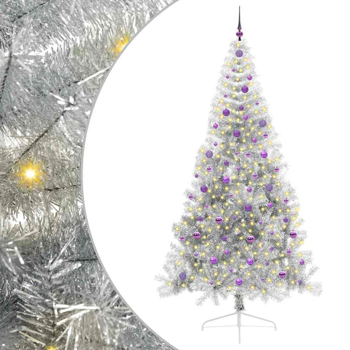 Pom de Crăciun artificial pre-iluminat Argintiu 240 cm PET - WALTI WALTI