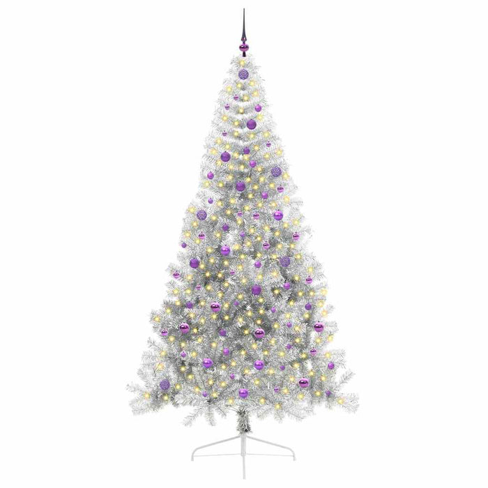 Pom de Crăciun artificial pre-iluminat Argintiu 240 cm PET - WALTI WALTI
