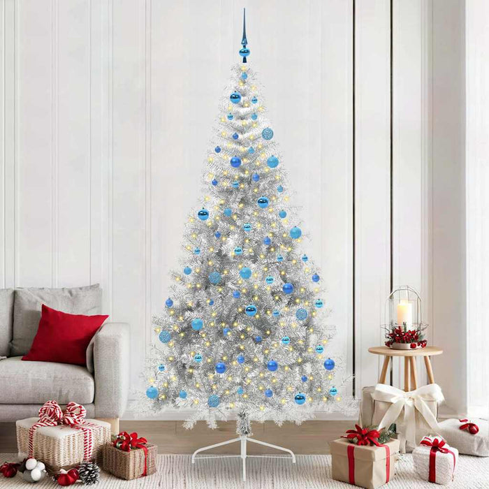 Pom de Crăciun artificial pre-iluminat Argintiu 240 cm PET - WALTI WALTI