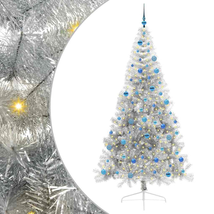 Pom de Crăciun artificial pre-iluminat Argintiu 240 cm PET - WALTI WALTI