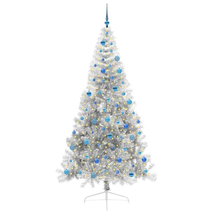Pom de Crăciun artificial pre-iluminat Argintiu 240 cm PET - WALTI WALTI