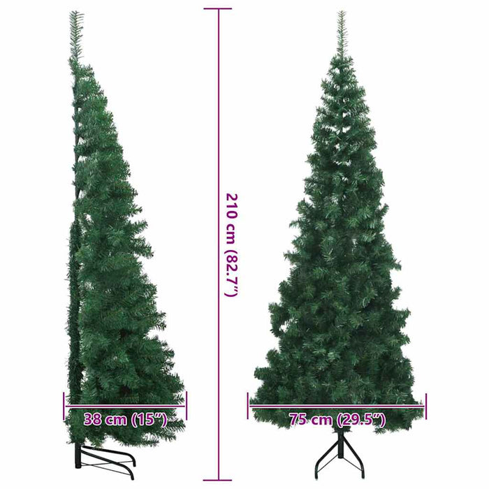 Pom de Crăciun Artificial pentru Colț Verde 210 cm PVC și Metal WALTI