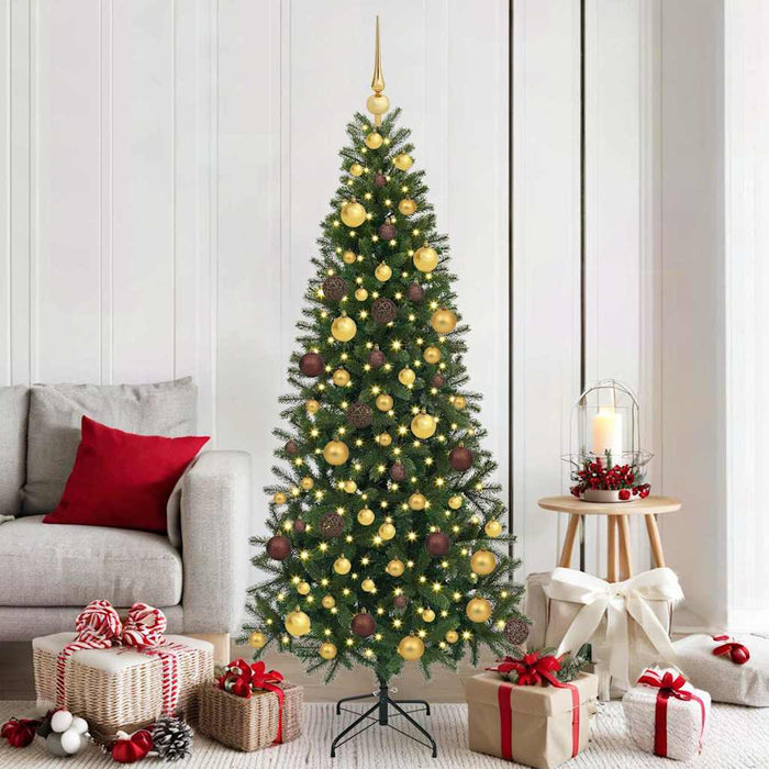 Brad de Crăciun artificial cu 300 LED Verde 180 cm PE și PVC WALTI