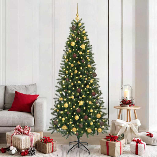 Brad de Crăciun artificial cu 300 LED Verde 210 cm PE și PVC - WALTI WALTI
