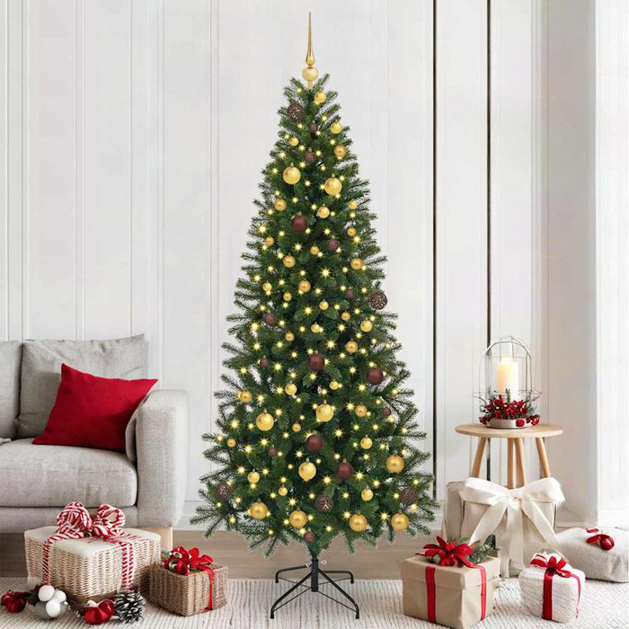 Brad de Crăciun artificial cu 300 LED Verde 210 cm PE și PVC WALTI