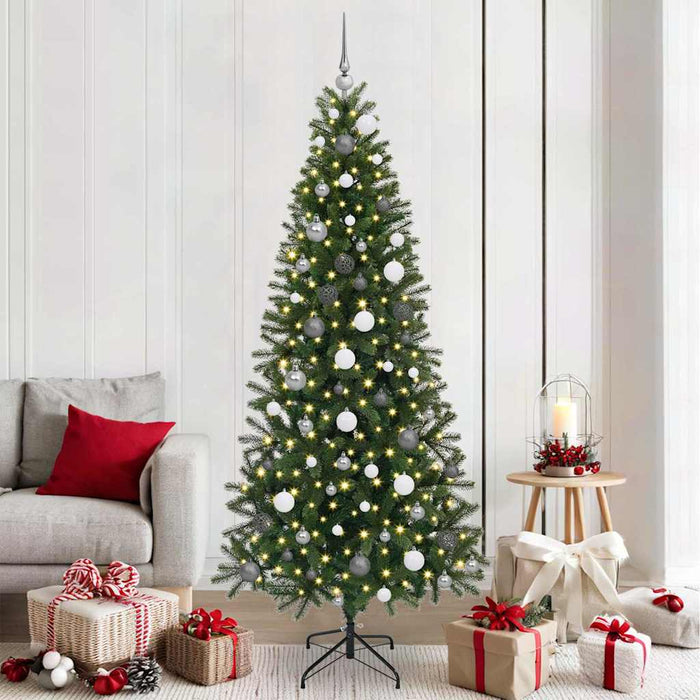 Brad de Crăciun artificial cu 300 LED Verde 210 cm PE și PVC - WALTI WALTI