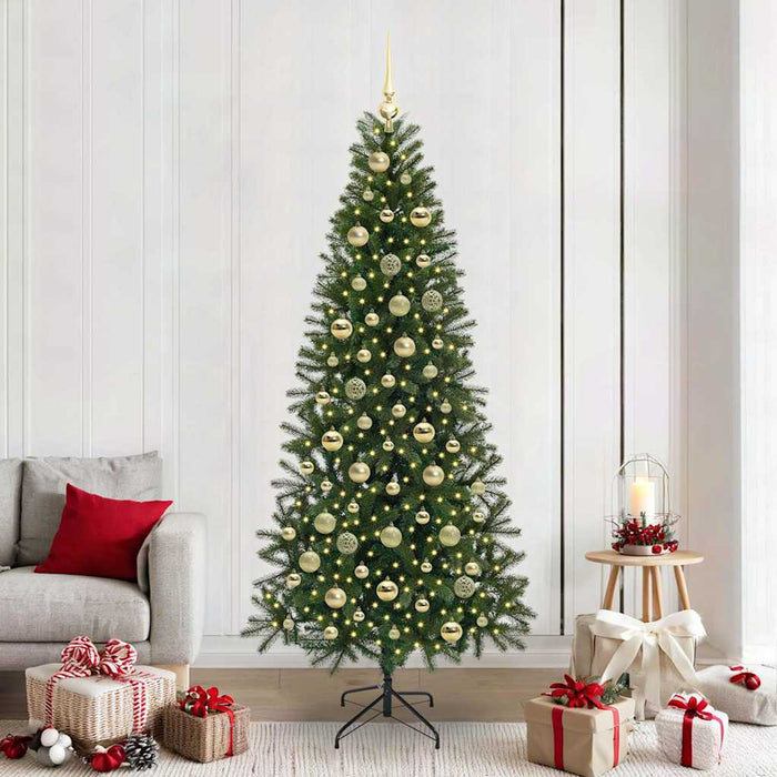 Brad de Crăciun artificial cu 300 LED Verde 210 cm PE și PVC WALTI