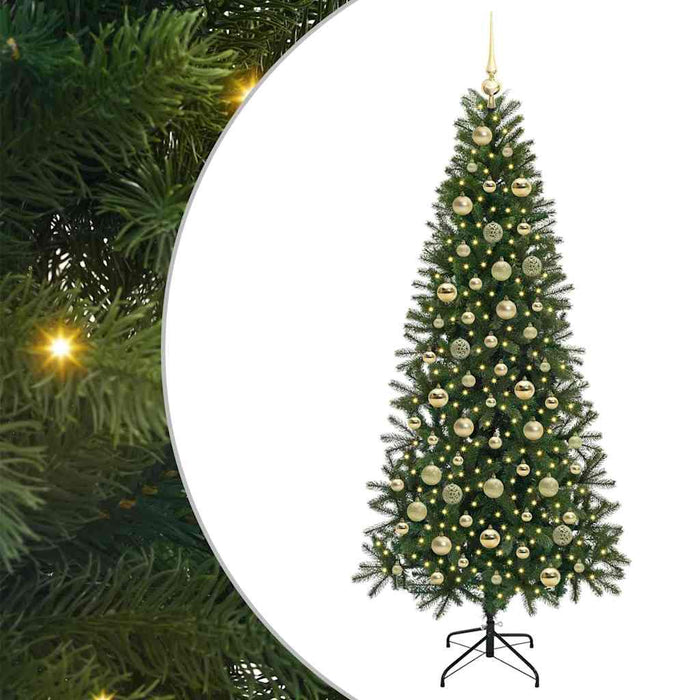 Brad de Crăciun artificial cu 300 LED Verde 210 cm PE și PVC WALTI