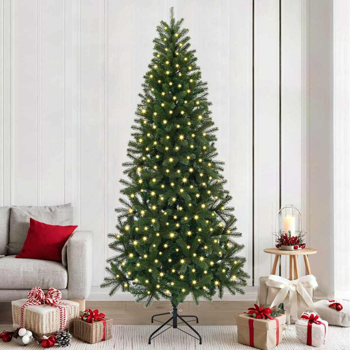 Brad de Crăciun artificial cu 300 LED Verde 240 cm PE și PVC - WALTI WALTI