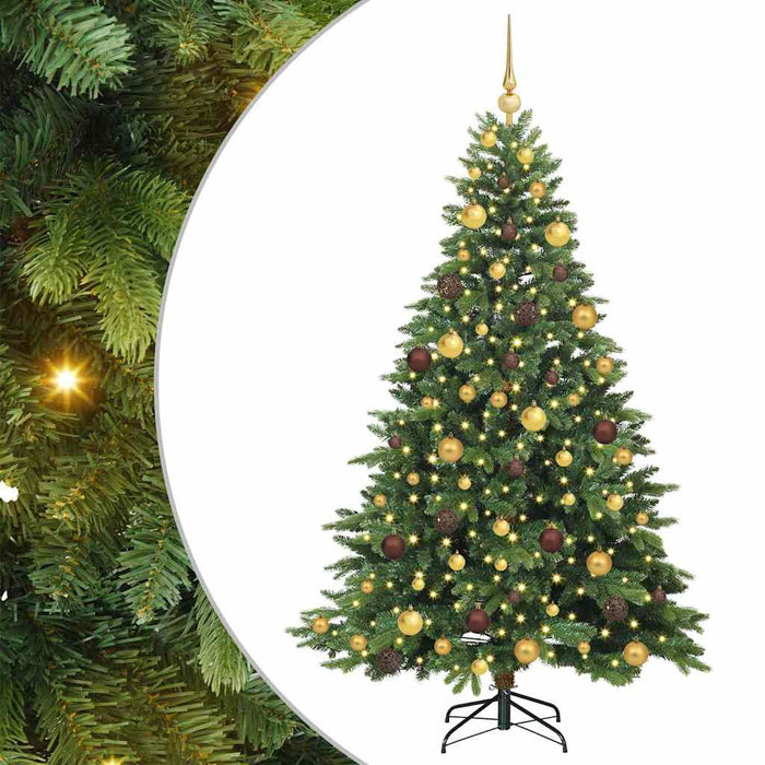 Brad de Crăciun artificial cu 300 LED Verde 180 cm PE și PVC WALTI
