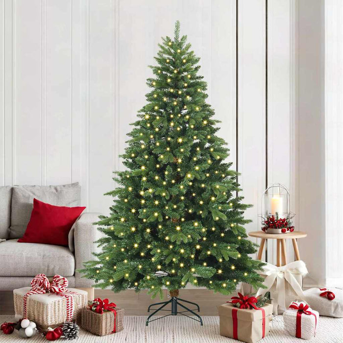 Brad de Crăciun artificial cu 300 LED Verde 210 cm PE și PVC - WALTI WALTI