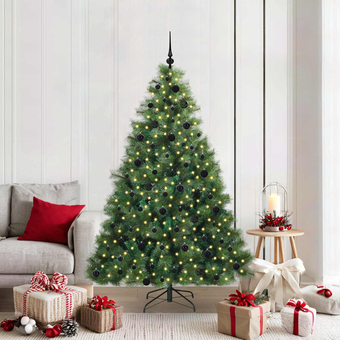Brad de Crăciun artificial cu 300 LED Verde 210 cm PE și PVC - WALTI WALTI