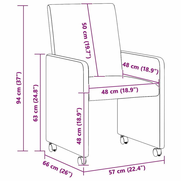 Scaune de dining cu roți cu roți 2 pcs albastru 57 x 66 x 94 cm - WALTI WALTI