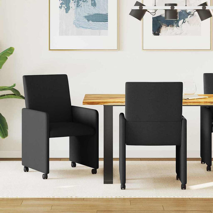 Scaune de dining cu roți 2 pcs Negru 57 x 66 x 94 cm țesătură - WALTI WALTI