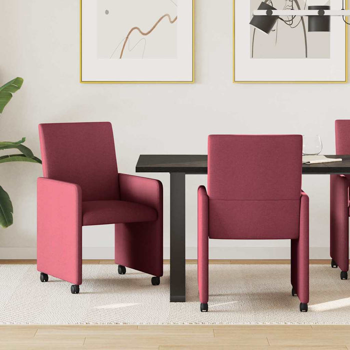 Scaune de dining cu roți 2 pcs bordo 57 x 66 x 94 cm țesătură - WALTI WALTI