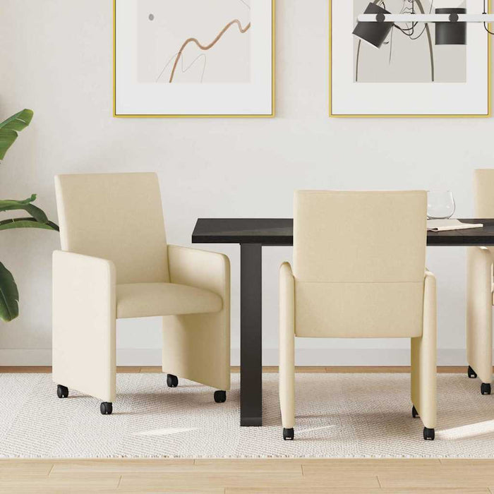 Scaune de dining cu roți 2 pcs Crem 57 x 66 x 94 cm țesătură - WALTI WALTI