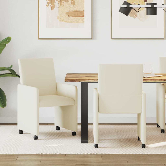 Scaune de dining cu roți cu roți 2 pcs Crem 57 x 66 x 94 cm - WALTI WALTI