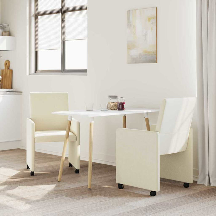 Scaune de dining cu roți cu roți 2 pcs Crem 57 x 66 x 94 cm - WALTI WALTI