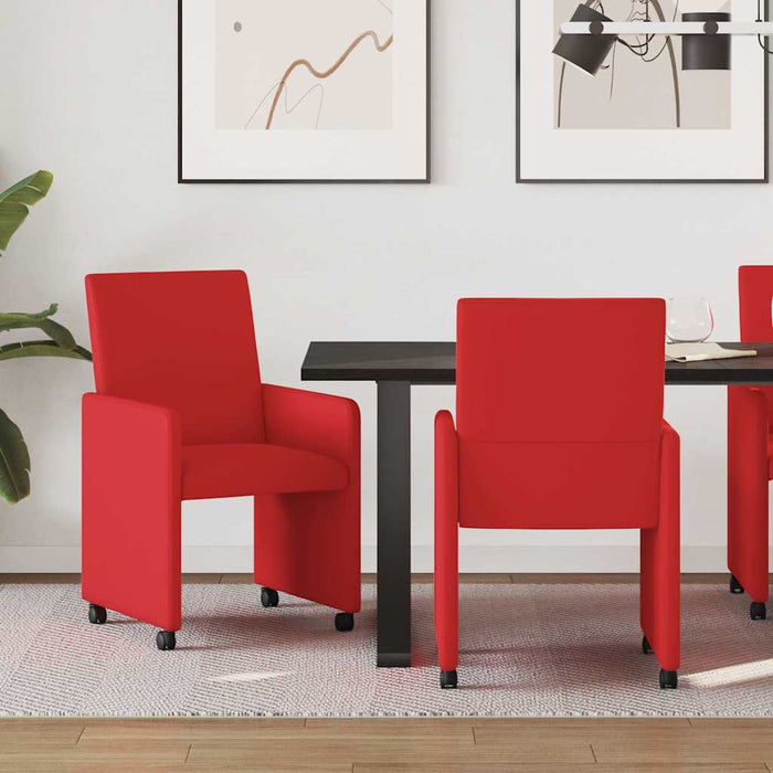 Scaune de dining cu roți cu roți 2 pcs Roșu 57 x 66 x 94 cm - WALTI WALTI