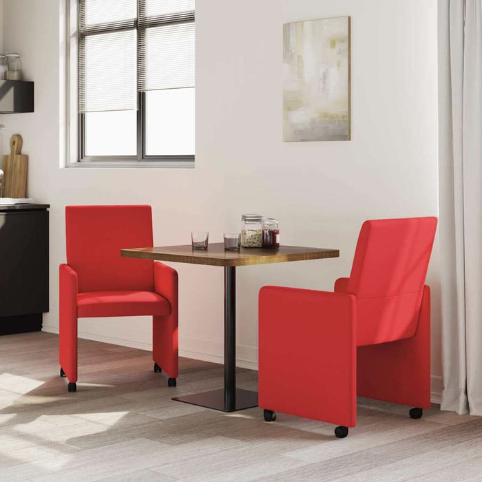 Scaune de dining cu roți cu roți 2 pcs Roșu 57 x 66 x 94 cm - WALTI WALTI