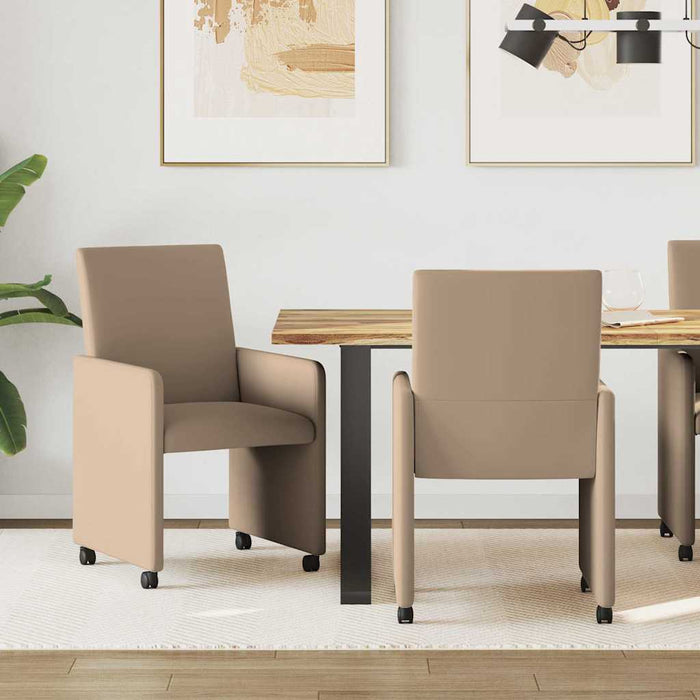 Scaune de dining cu roți 2 buc. Piele artificială Cappuccino - WALTI WALTI