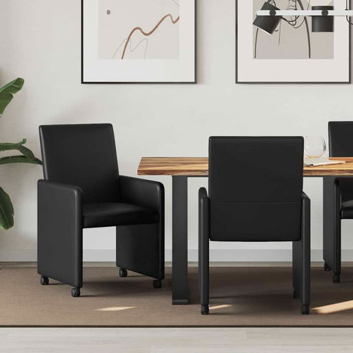 Scaune de dining cu roți cu roți 2 pcs Negru 57 x 66 x 94 cm - WALTI WALTI