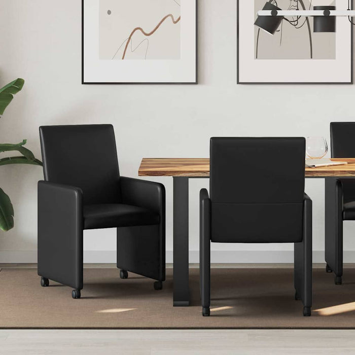 Scaune de dining cu roți cu roți 2 pcs Negru 57 x 66 x 94 cm - WALTI WALTI
