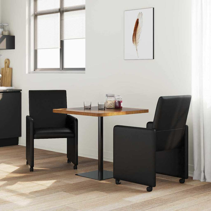 Scaune de dining cu roți cu roți 2 pcs Negru 57 x 66 x 94 cm - WALTI WALTI