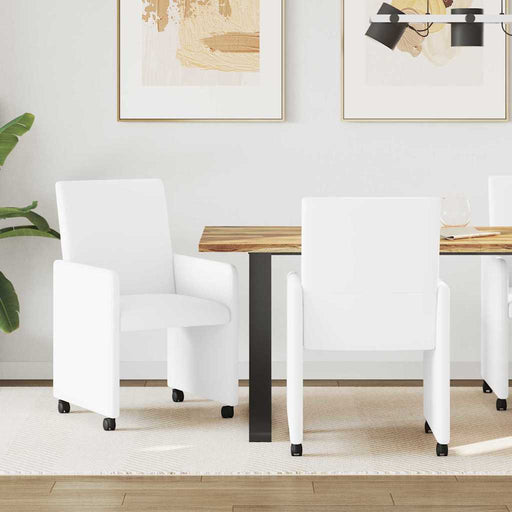 Scaune de dining cu roți cu roți 2 pcs Alb 57 x 66 x 94 cm - WALTI WALTI