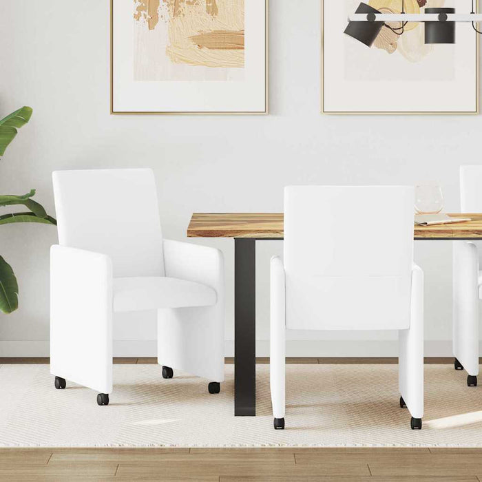Scaune de dining cu roți cu roți 2 pcs Alb 57 x 66 x 94 cm - WALTI WALTI