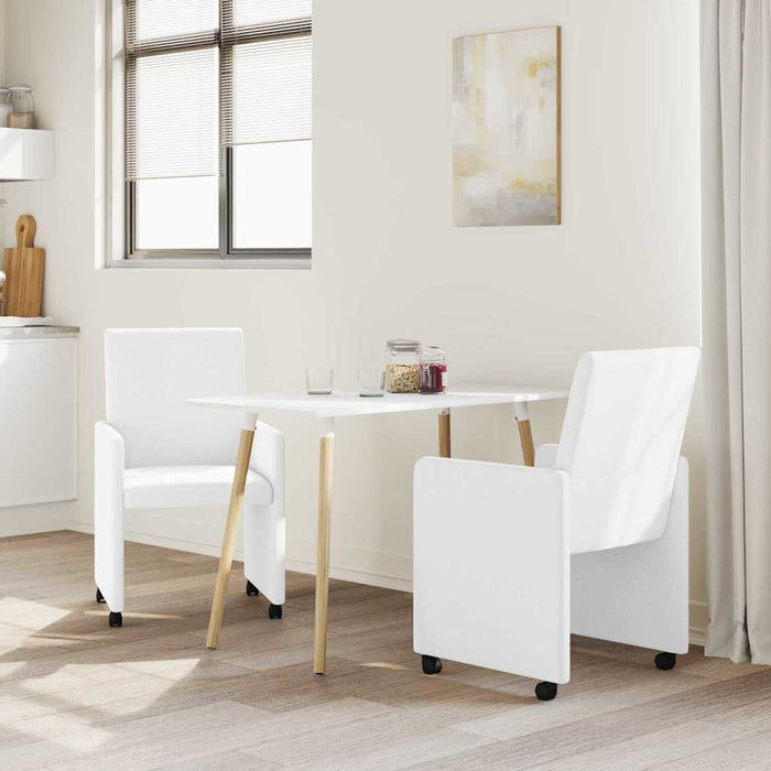 Scaune de dining cu roți cu roți 2 pcs Alb 57 x 66 x 94 cm - WALTI WALTI