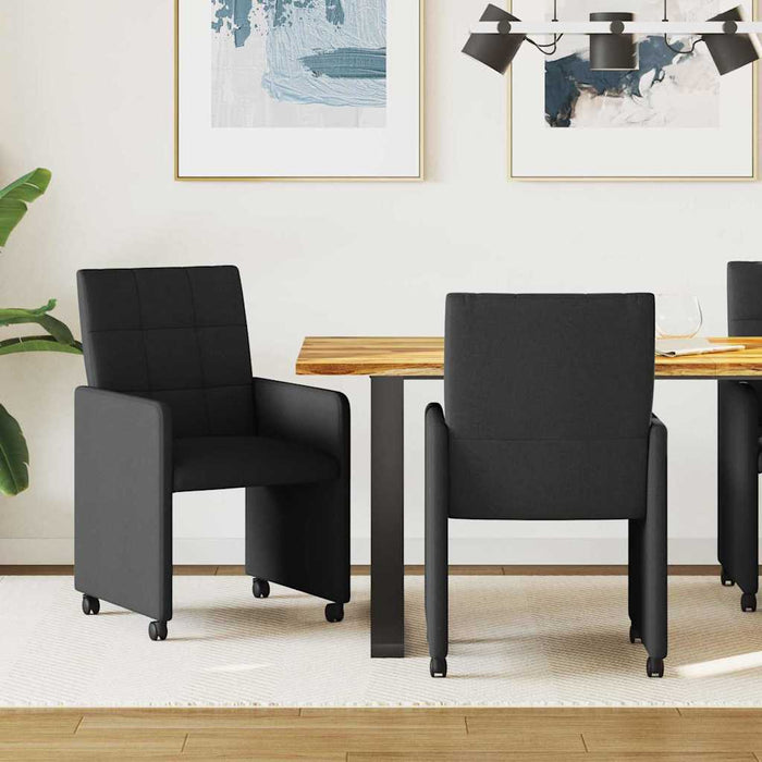 Scaune de dining cu roți 2 pcs Negru 58 x 65 x 94 cm țesătură - WALTI WALTI