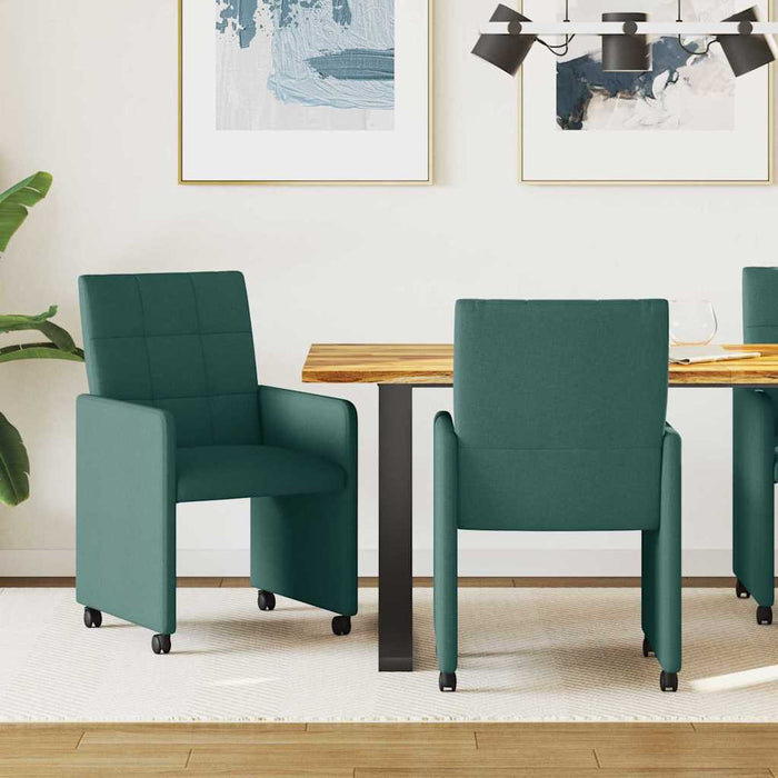 Scaune de dining cu roți 2 pcs Verde închis 58 x 65 x 94 cm - WALTI WALTI