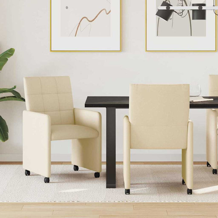 Scaune de dining cu roți 2 pcs Crem 58 x 65 x 94 cm țesătură - WALTI WALTI
