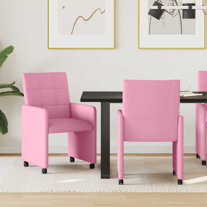 Scaune de dining cu roți 2 pcs Roz 58 x 65 x 94 cm țesătură - WALTI WALTI