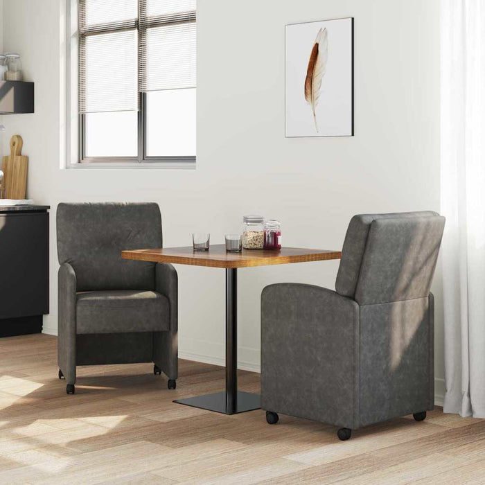 Scaune de dining cu roți cu roți 2 pcs Negru 57 x 67 x 95 cm - WALTI WALTI
