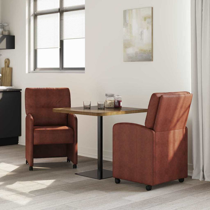 Scaune de dining cu roți 2 pcs Maro lucios 57 x 67 x 95 cm - WALTI WALTI