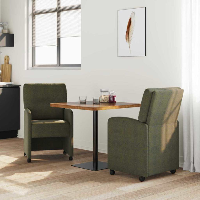 Scaune de dining cu roți 2 pcs Verde militar 57 x 67 x 95 cm - WALTI WALTI