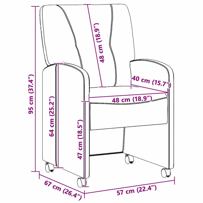 Scaune de dining cu roți 2 pcs Gri închis 57 x 67 x 95 cm - WALTI WALTI