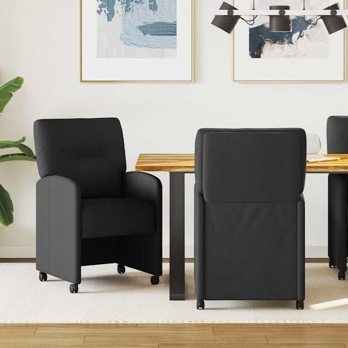 Scaune de dining cu roți 2 pcs Negru 57 x 67 x 95 cm țesătură - WALTI WALTI