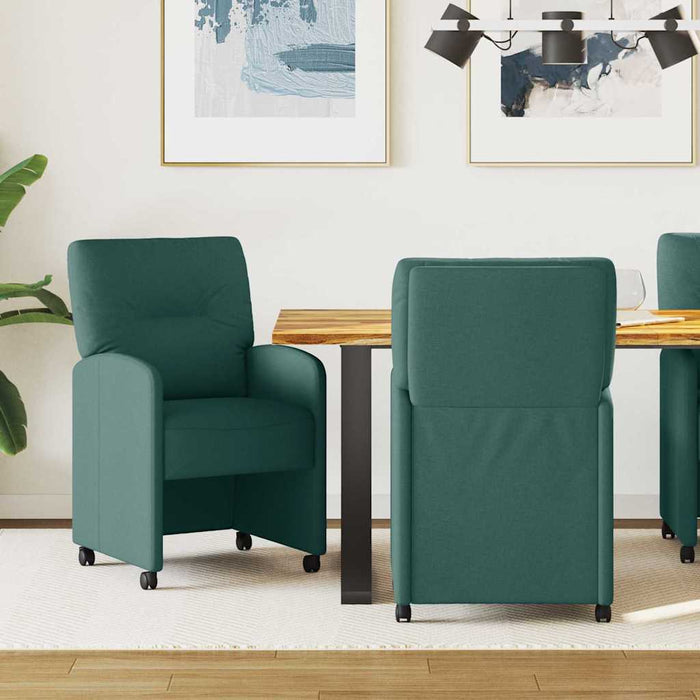 Scaune de dining cu roți 2 pcs Verde închis 57 x 67 x 95 cm - WALTI WALTI