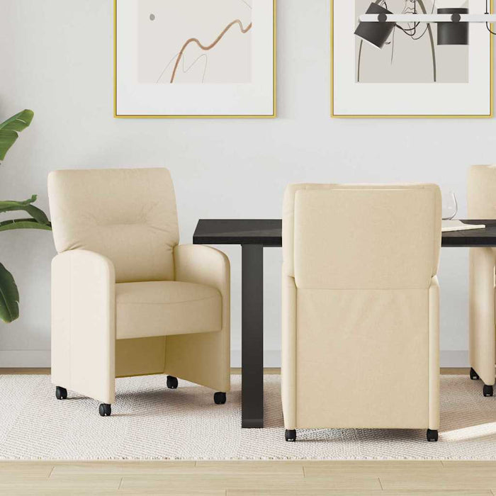 Scaune de dining cu roți 2 pcs Crem 57 x 67 x 95 cm țesătură - WALTI WALTI