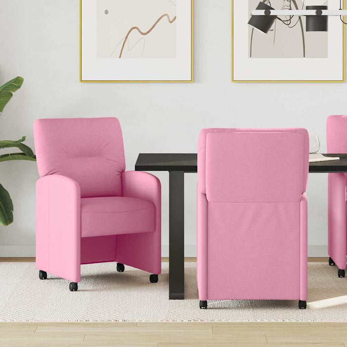 Scaune de dining cu roți 2 pcs Roz 57 x 67 x 95 cm țesătură - WALTI WALTI