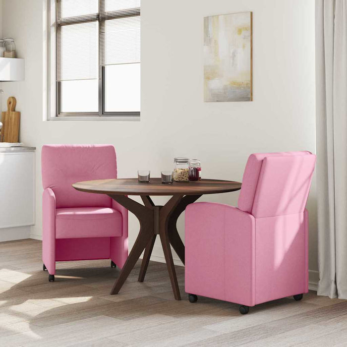 Scaune de dining cu roți 2 pcs Roz 57 x 67 x 95 cm țesătură - WALTI WALTI