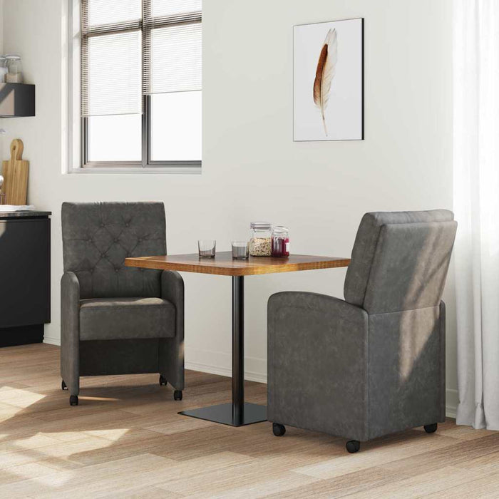 Scaune de dining cu roți cu roți 2 pcs Negru 58 x 67 x 97 cm - WALTI WALTI