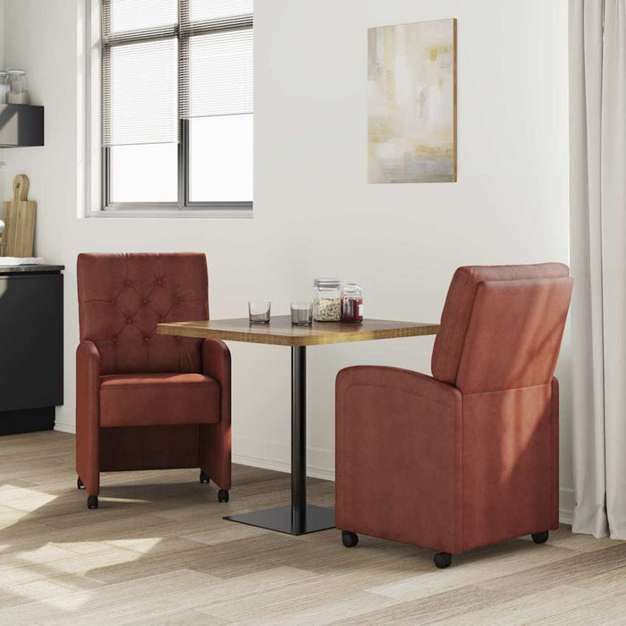 Scaune de dining cu roți 2 pcs Maro lucios 58 x 67 x 97 cm - WALTI WALTI