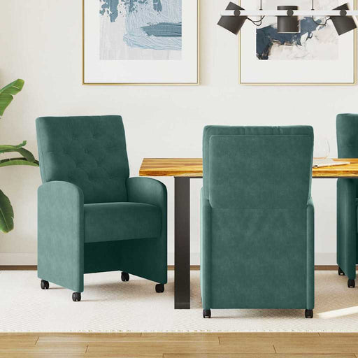 Scaune de dining cu roți 2 pcs Verde închis 58 x 67 x 97 cm - WALTI WALTI